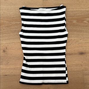 Zara Black and White Striped Tank Top